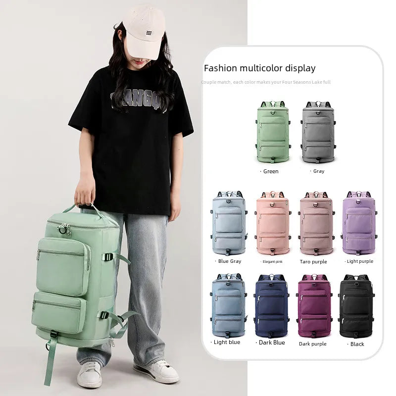 Multi-purpose casual travel bag men's and women's large capacity wet and dry separation fitness bag shoulder short distance luggage bag printed LOGO