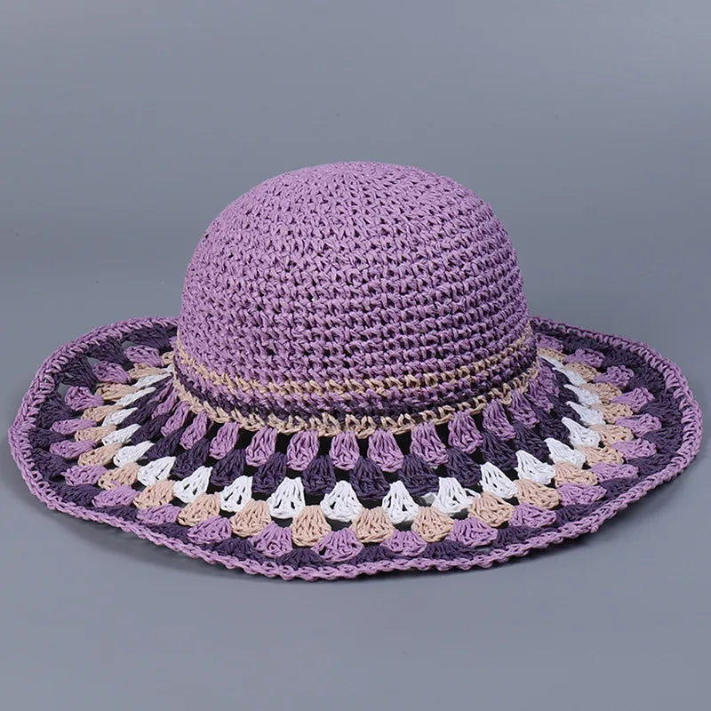 Women's Simple Style Round Big Eaves Straw Hat