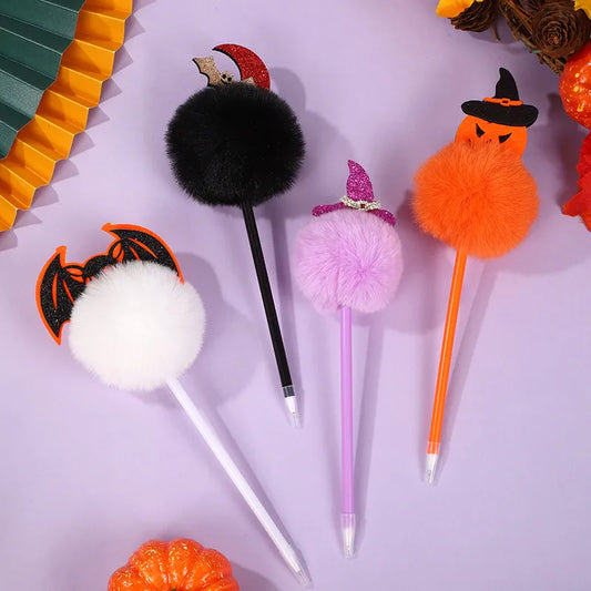 1 piece pumpkin spider bat class christmas learning halloween pp cotton rabbit fur felt cloth cute ballpoint pen