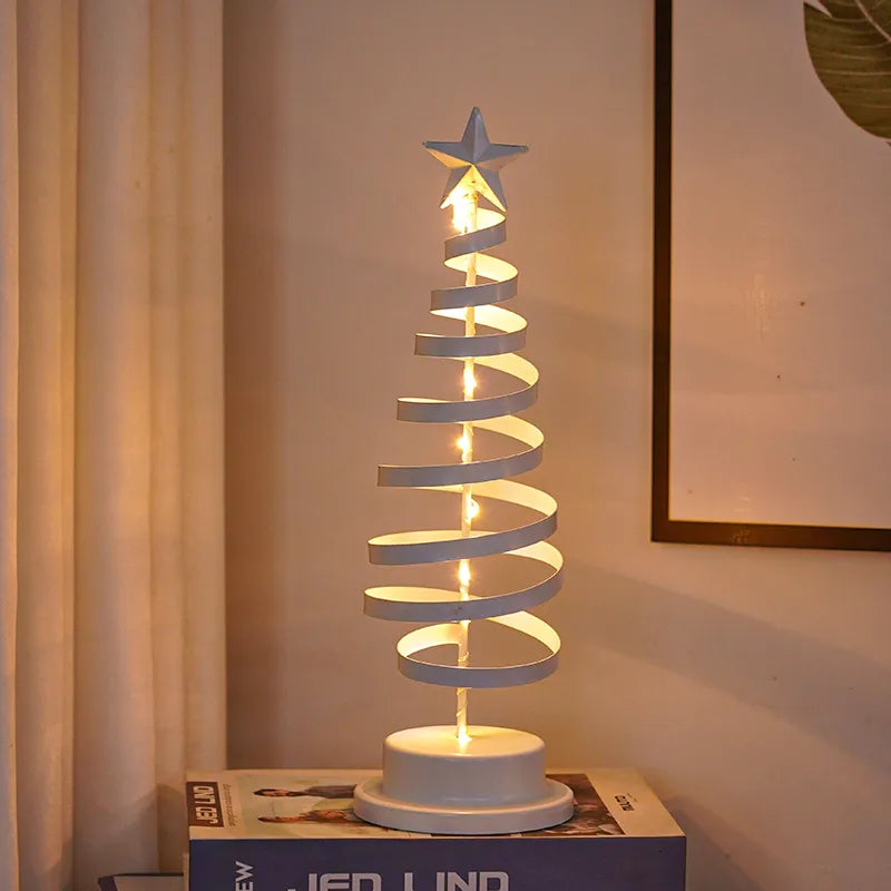 New LED Christmas Tree Decoration Lamp Festival Atmosphere Starlight Room Decorative Night Light Iron Art Ornament Shape Lamp