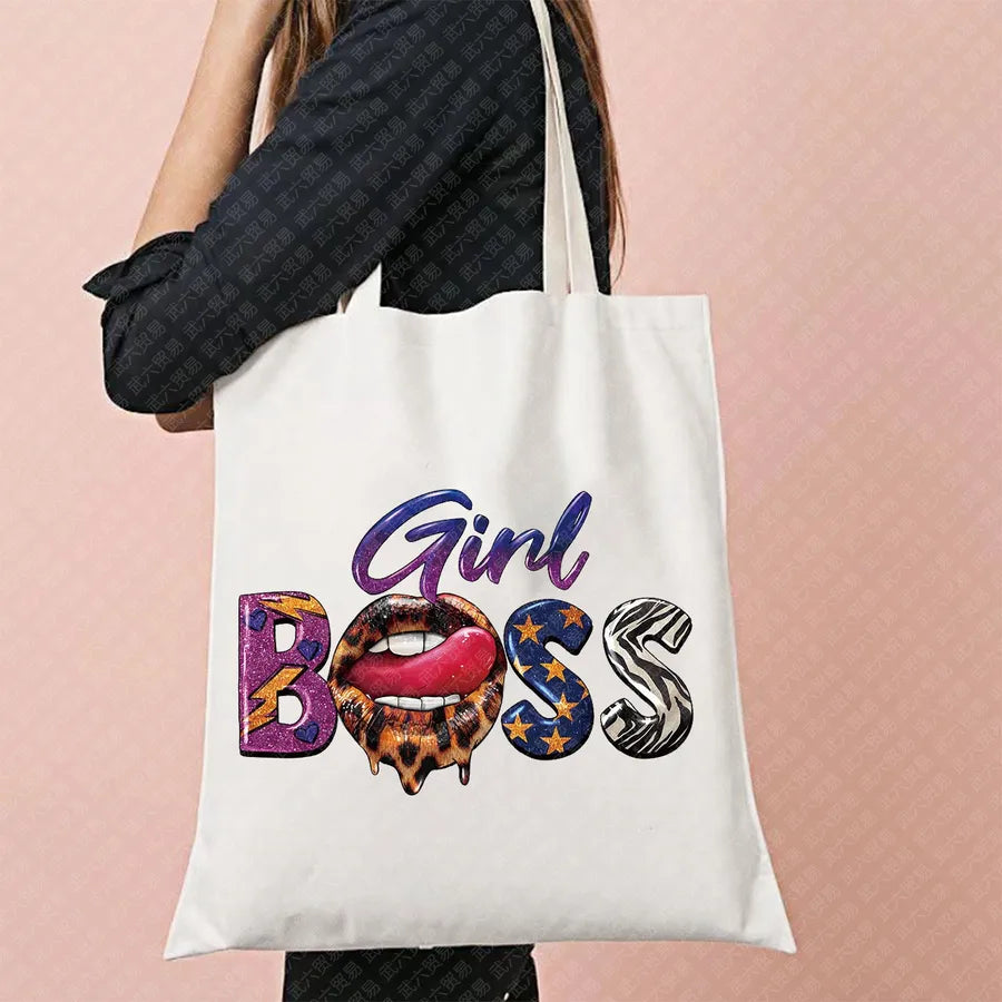 Scary Cat Halloween Pumpkin Pattern Canvas Tote Bag Reusable Shopping Bag Large Square Shape Double Shoulder Strap Tote Bag