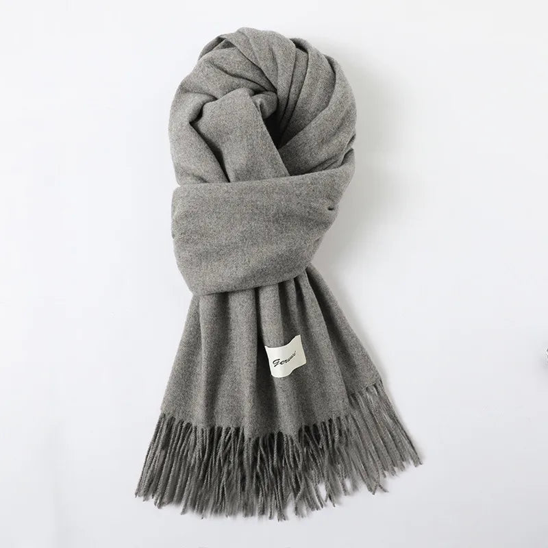 women's simple style solid color imitation cashmere scarf