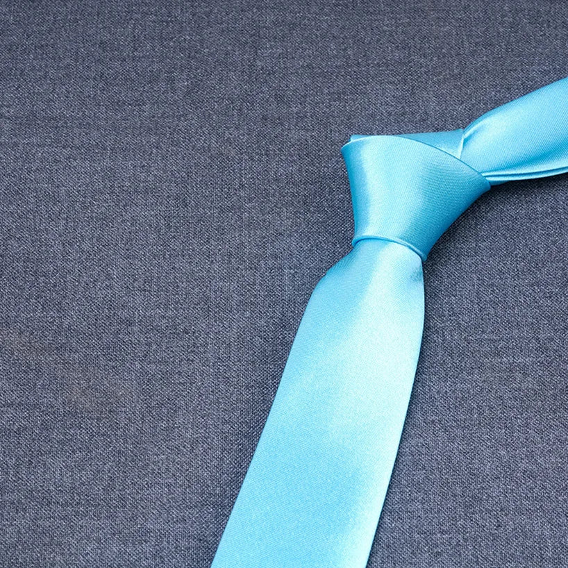 formal solid color polyester satin unisex tie