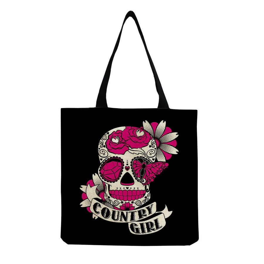 Unisex Casual Punk Skull Shopping bags