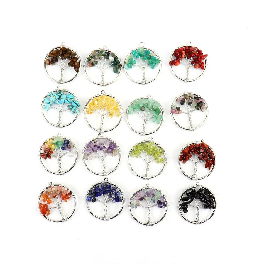 simple style lucky tree natural stone agate wholesale pendants
