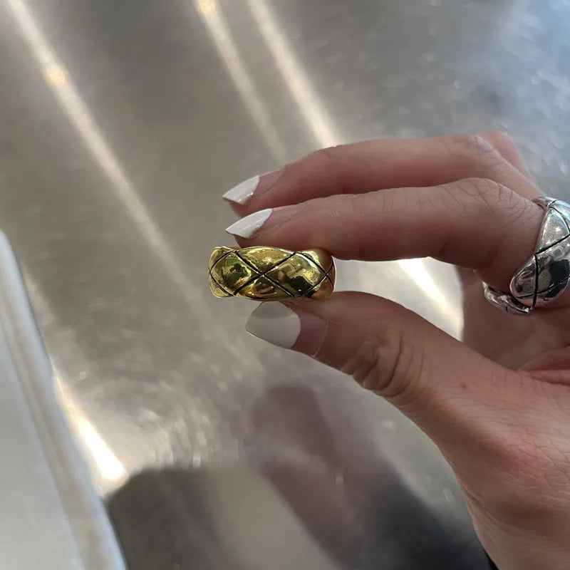 Retro Classic Style Geometric natural stone Open Rings Rings In Bulk