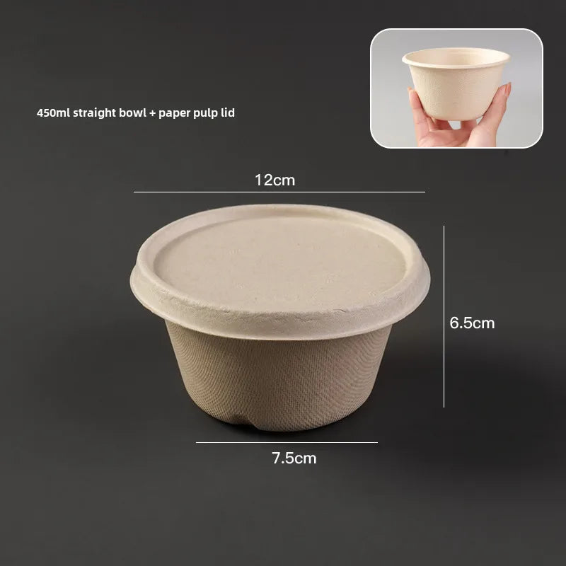 Disposable paper bowl tableware set paper bowl commercial household bowl degradable whole box disposable round bowl