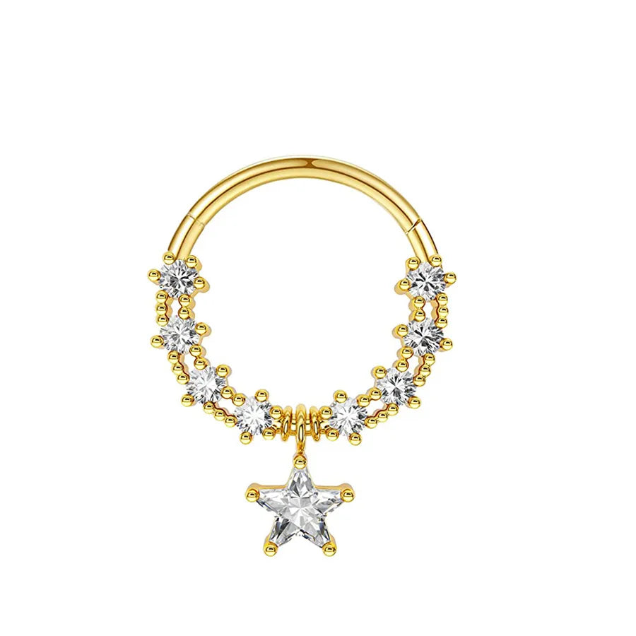 1 Piece Nose Rings & Studs Simple Style Classic Style Solid Color 304 Stainless Steel Inlay Rhinestones Nose Rings & Studs