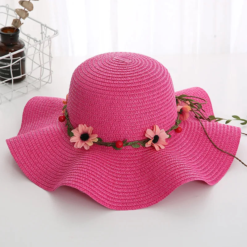 Women's Korean Style Flower Flowers Side Of Fungus Straw Hat