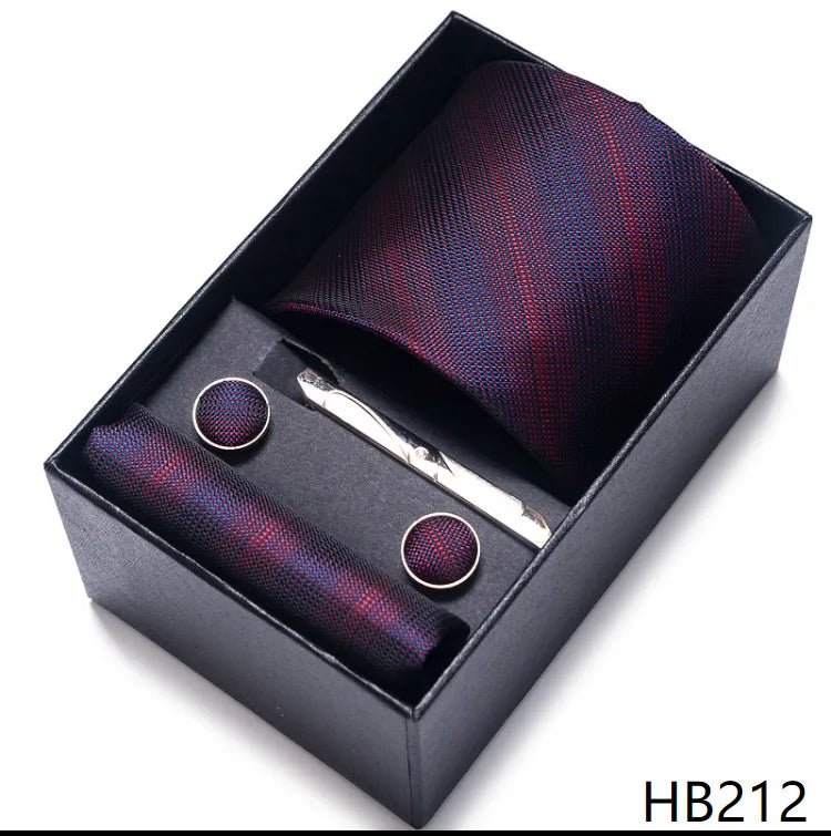 simple style geometric solid color polyester yarn men's cufflinks lavalier tie
