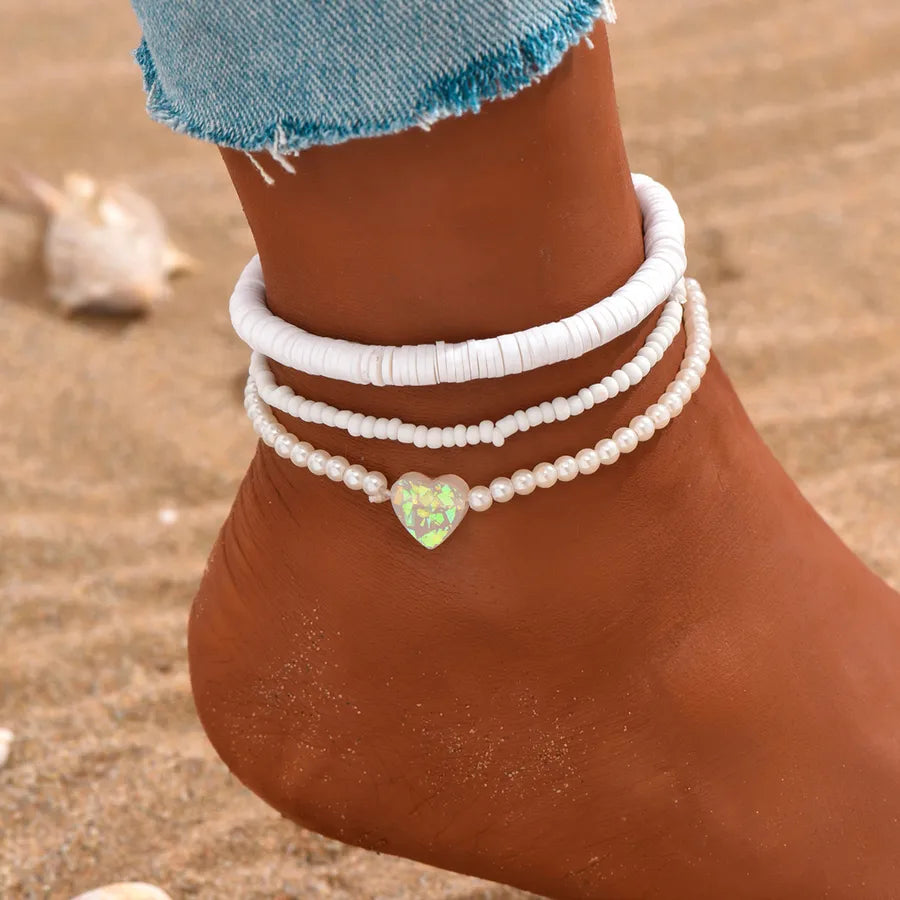 Bohemian Beach Style Distinctive Foot Decoration Simple Metal Turquoise Rice Beads Rhinestone Soft Pottery Multi-Style Foot Chain