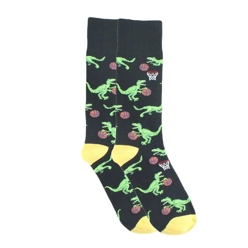 men's simple style commute animal cotton crew socks a pair