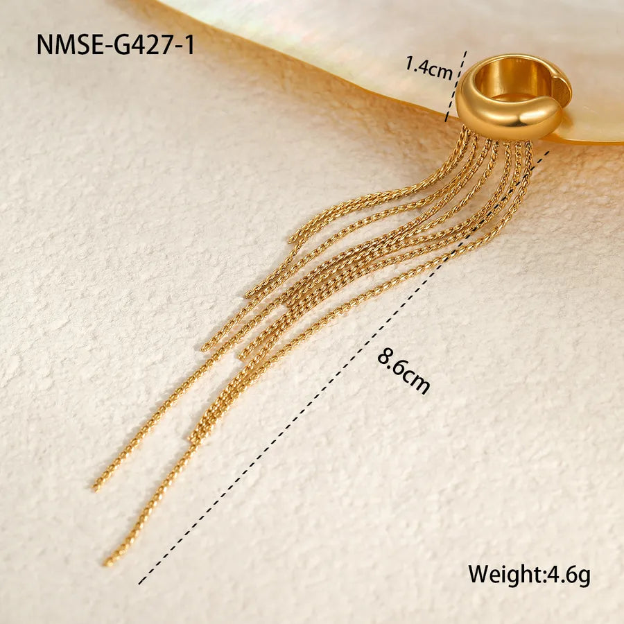 1 Piece IG Style French Style Cool Style Tassel 304 Stainless Steel Earrings