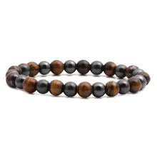 Retro Classic Style Geometric natural stone Tiger Eye black gallstone Bracelets In Bulk