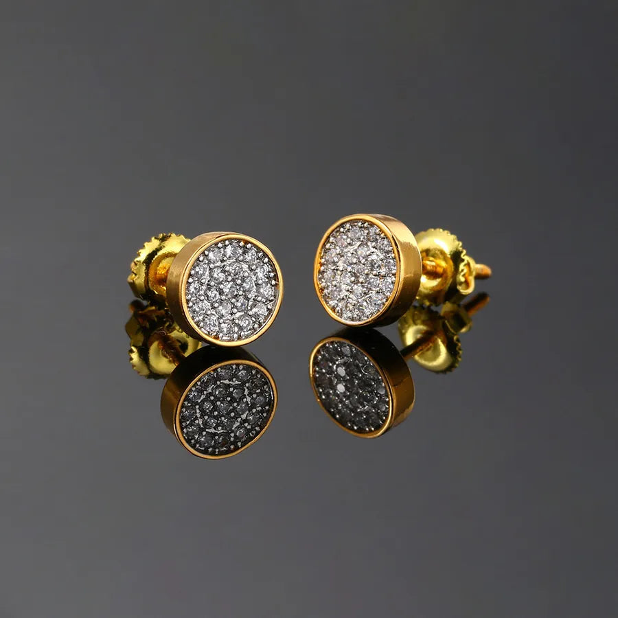 1 Pair Casual Hip-Hop Punk Circle Plating Inlay Copper Artificial Crystal Zircon 14K Gold Plated White Gold Plated Ear Studs