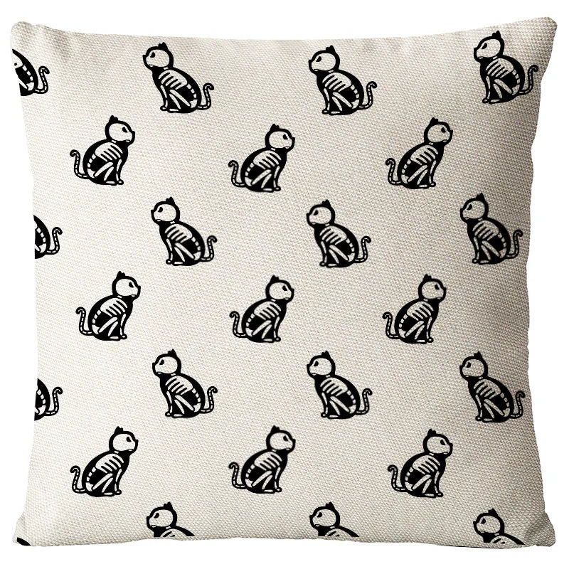 casual halloween pattern linen pillow cases
