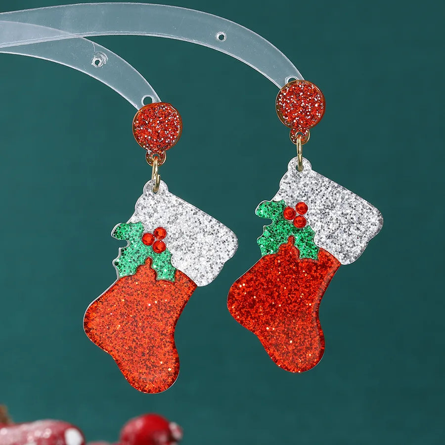 1 Pair Christmas Ethnic Style Christmas Socks Enamel Plating Alloy Drop Earrings