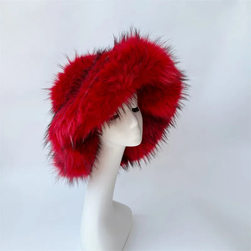 women's lady punk color block big eaves felt hat
