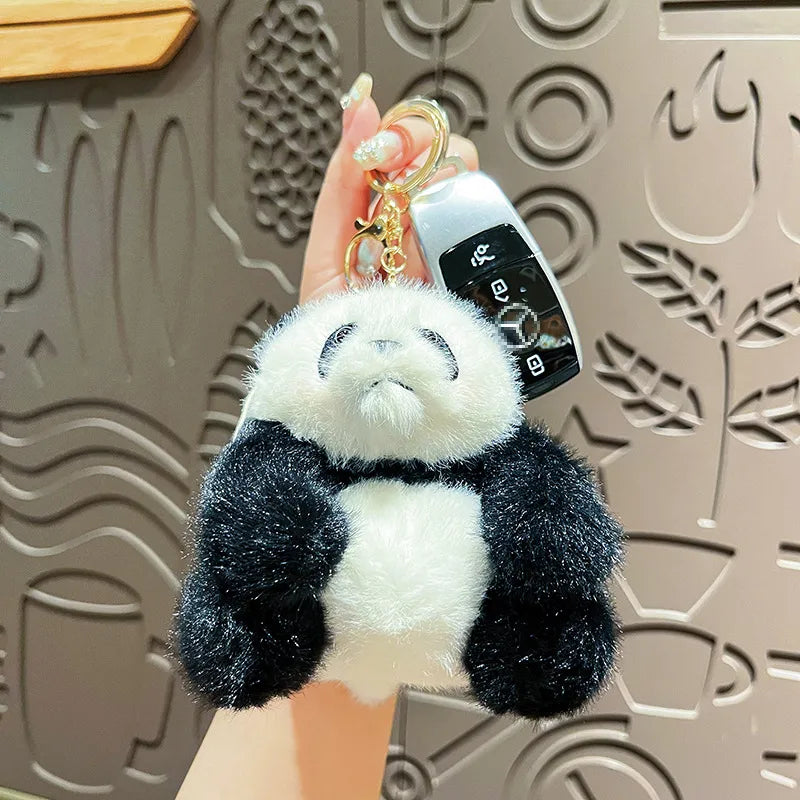 Authentic Original Plump Panda Plush Keychain Cute Cartoon Doll Couple Bag Pendant Small Gift Soft Toy For Valentine's Day