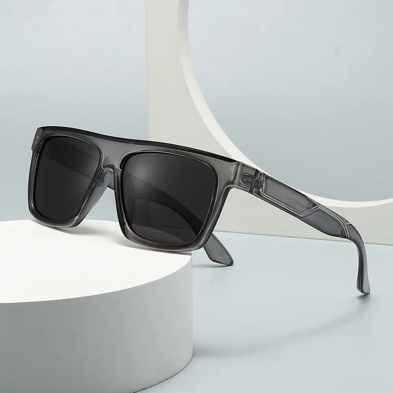 Casual Modern Style Solid Color PC Polarized Light Tinted Lenses Square Full Frame Men's Sunglasses
