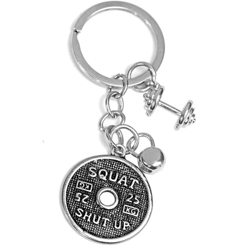 fashion creative fitness dumbbell keychain metal backpack buckle