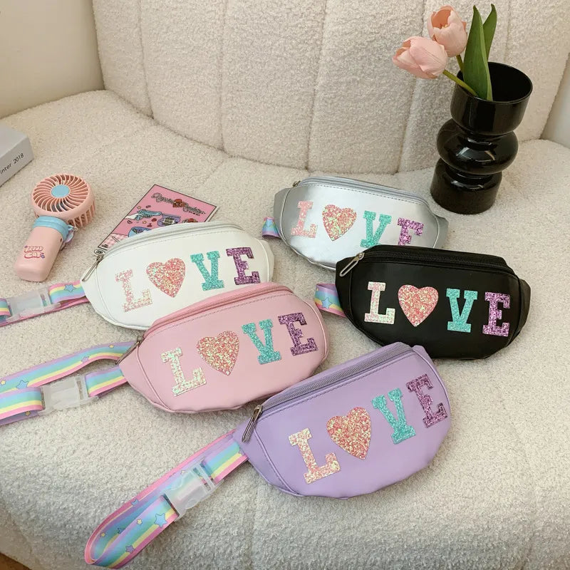 Children's Bag High-value Cute Sequin Baby's Western-style Chest Bag Girls' Colorful Lightweight Crossbody Bag PU Waist Bag