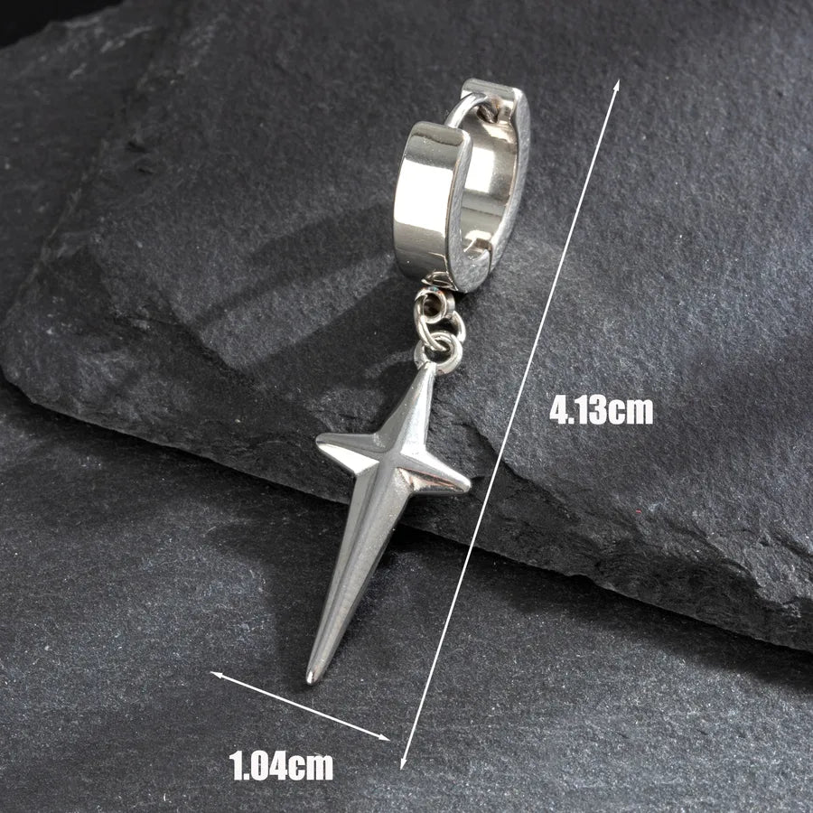 1 Piece Vintage Style Simple Style Roman Style Cross Inlay 316 Stainless Steel  Zircon Drop Earrings
