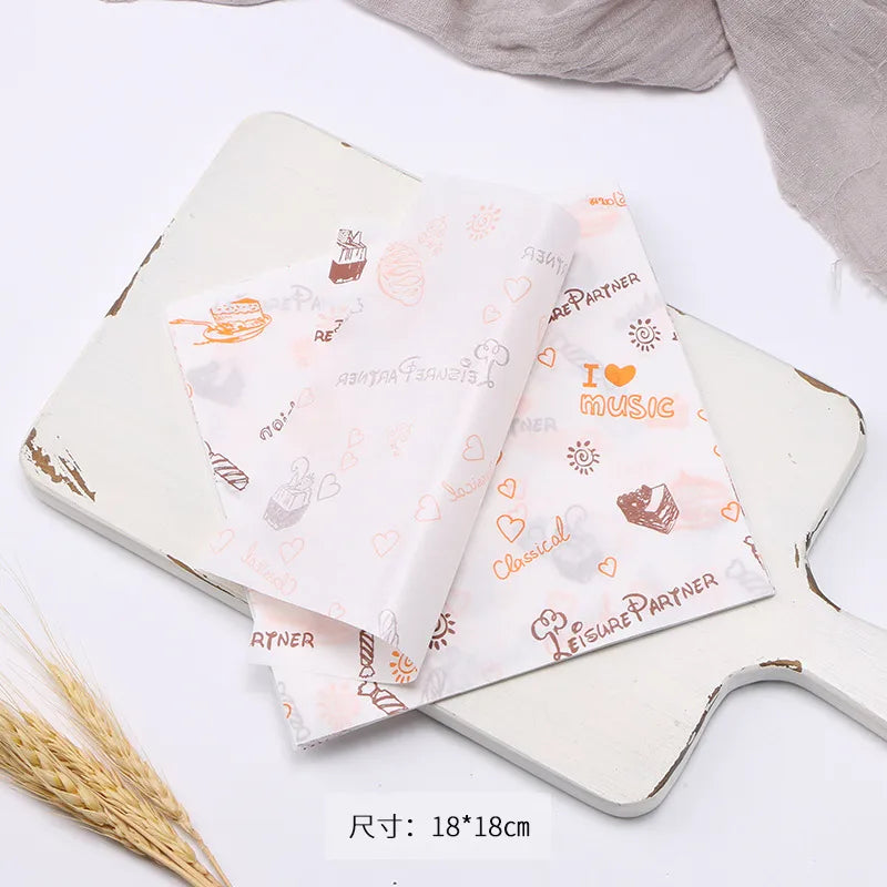 Square 18cm Oil-resistant Laminated Paper Burger Box Pad Paper Bento Cake Separation Paper Sandwich Packaging Paper