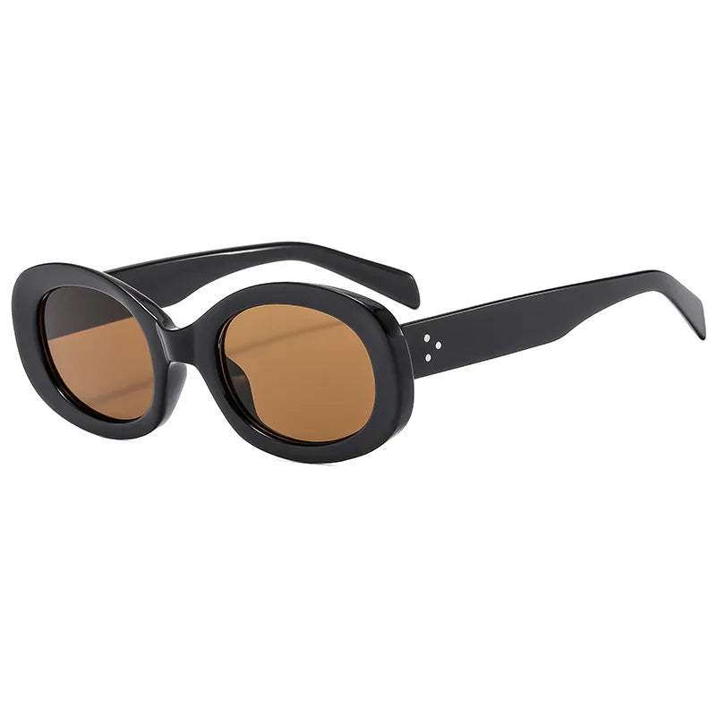 retro solid color ac oval frame full frame men's sunglasses