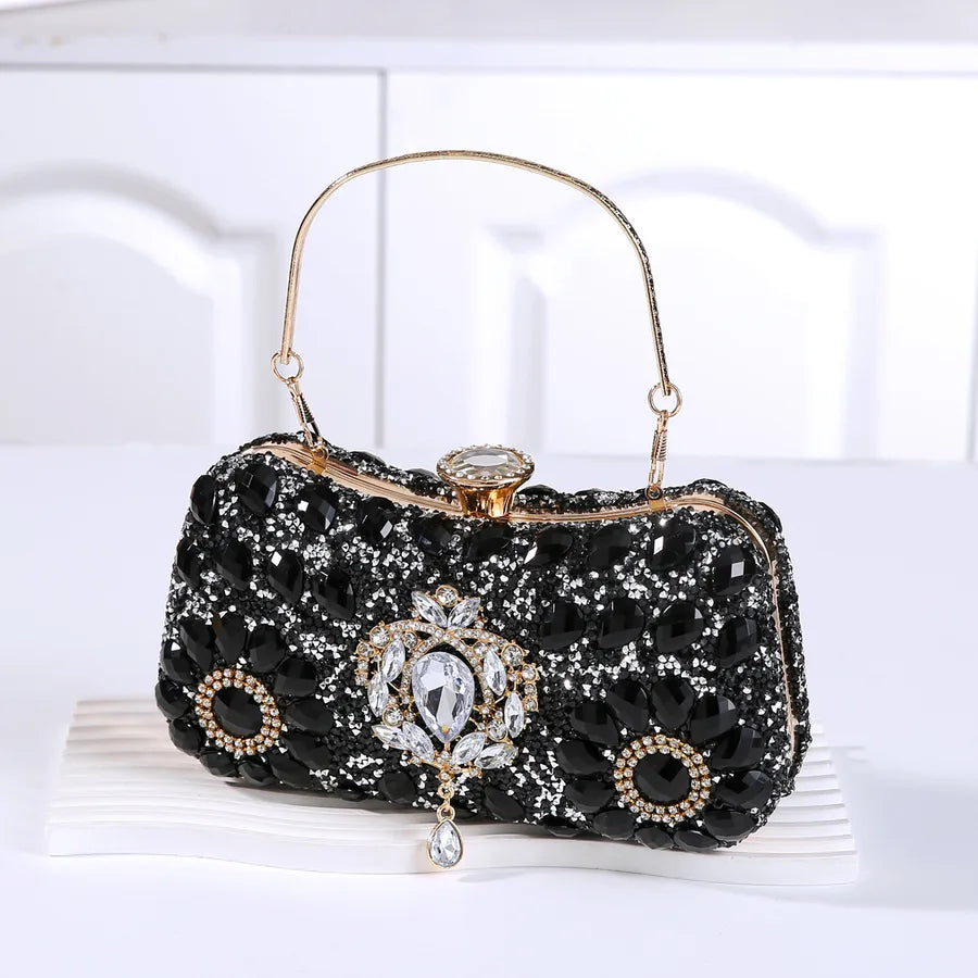 Polyester Geometric Rhinestone Square Evening Bags