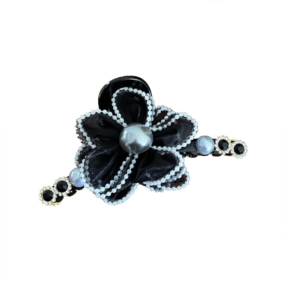 Dove Super Large Pearl Rhinestone Mesh Flower Hair Clip Elegant Sensation Shark Bite Hair Clip Women's Fashion Hair Accessories