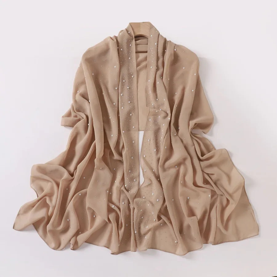 wholesale pearl chiffon ceramic gypsophila hot drill long scarf Hui scarf Indonesia Middle East Africa turban