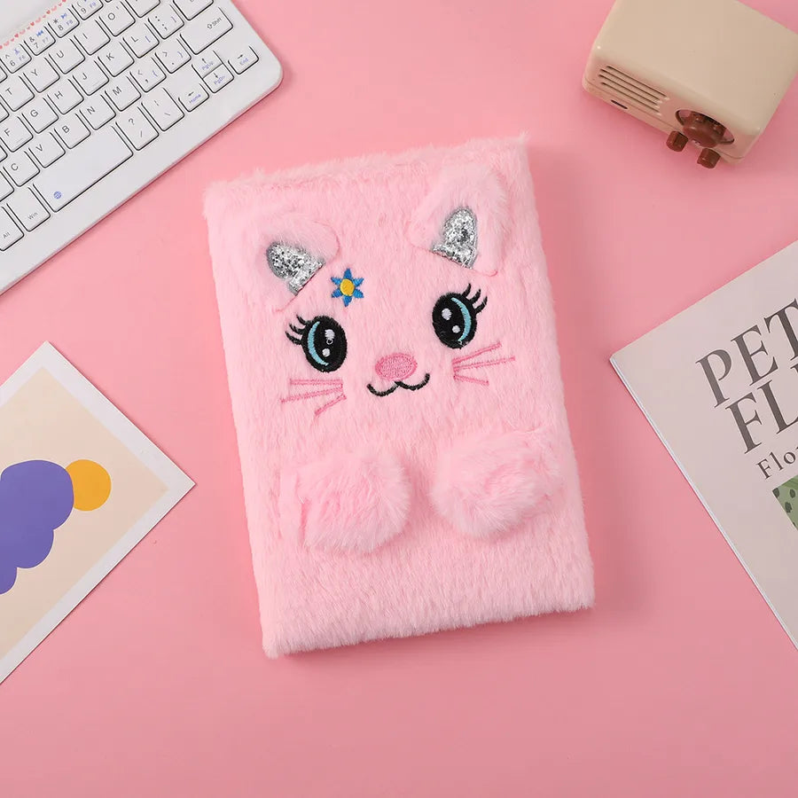 Cute Cartoon Animal Plush Notebook Handmade DIY Scrapbooking Book Children's Jotter Book Eco-Friendly Wood Pulp Material