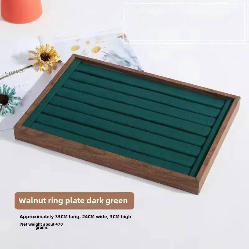 Walnut wood grain jewelry storage box ring tray stud earrings necklace watch tray jewelry bracelet display