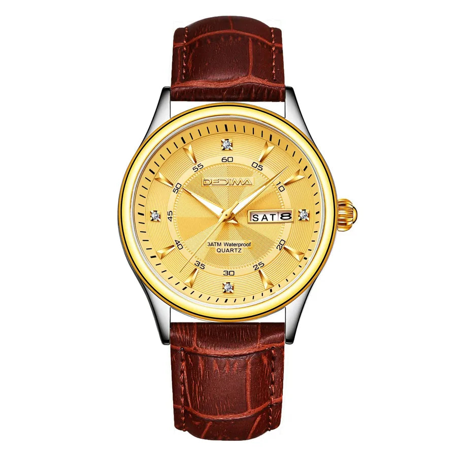 Casual Color Block Solid Color Butterfly Double Snap Quartz Men's Watches