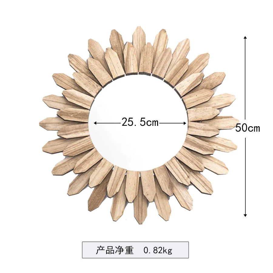 European-style Solid Wood Handmade Decorative Hanging Mirror Homestay Bar Hallway Decorative Hanging Mirror Film and Television Shooting Props Creative Hanging Ornaments
