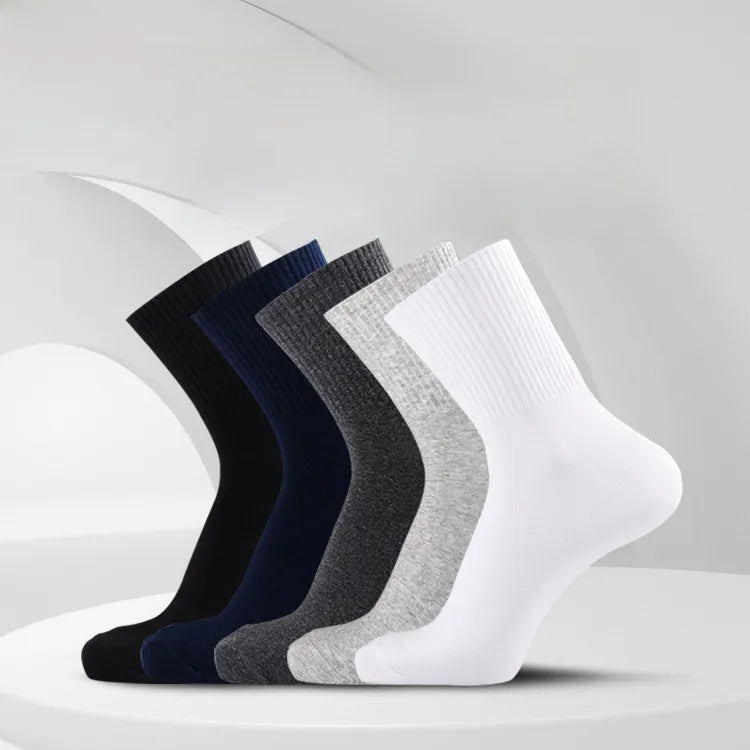Large size men's socks Four Seasons solid color cotton socks spring and autumn 44 big feet 45 high rubber 46 size extra large sports socks