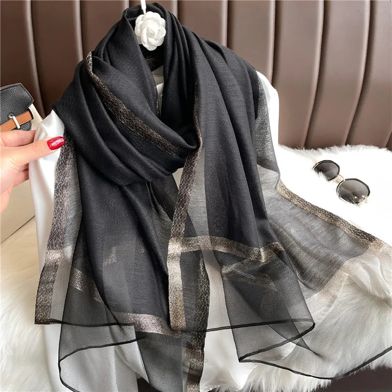 women's elegant solid color polyester scarf