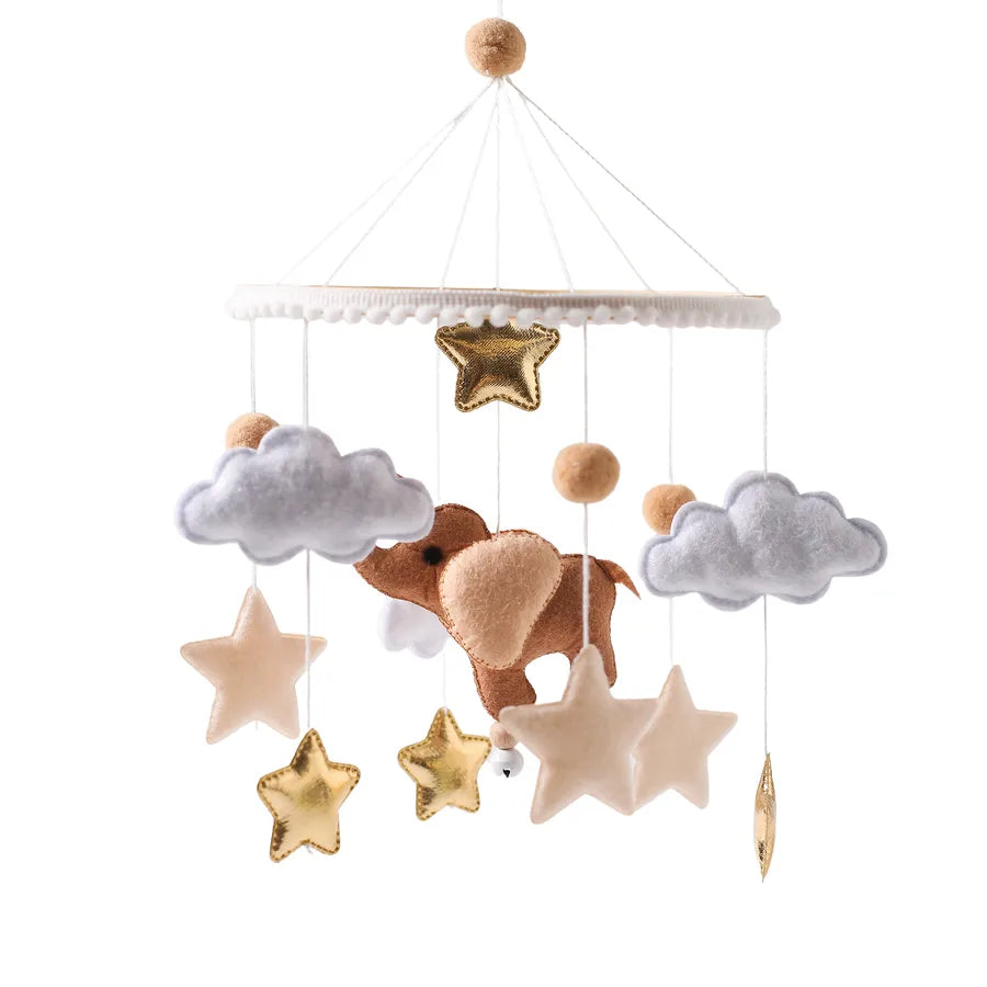 Nordic Style Felt Animal Bed Bell Hanging Decoration Baby Infant Carriage Hand Eye Coordination Hanging Ornament Bed Bell