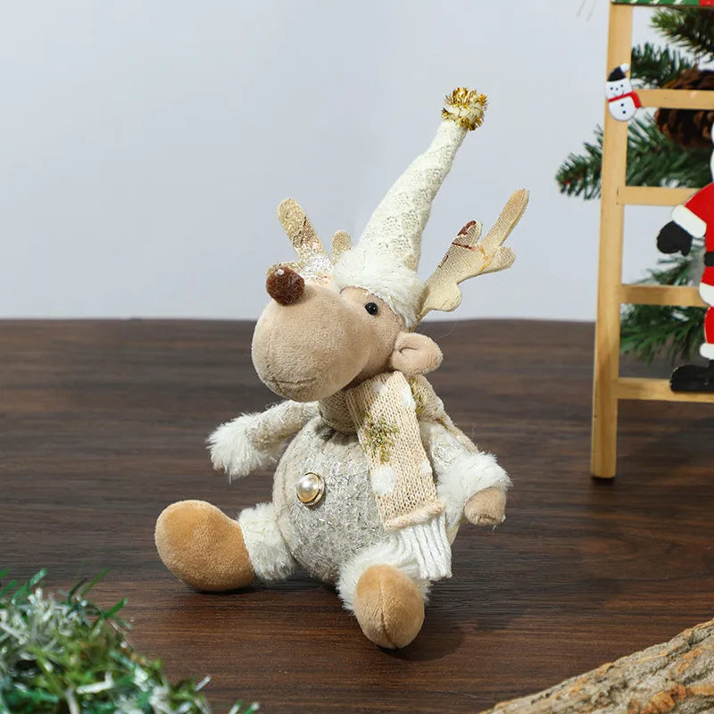 Christmas Decorations Knitted Foam Dolls Snowman Skiing Santa Claus Window Display Ornaments Festive Country New Style