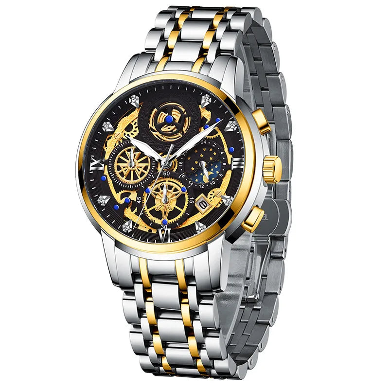 Elegant Color Block Butterfly Double Snap Quartz Watch Men's Watches