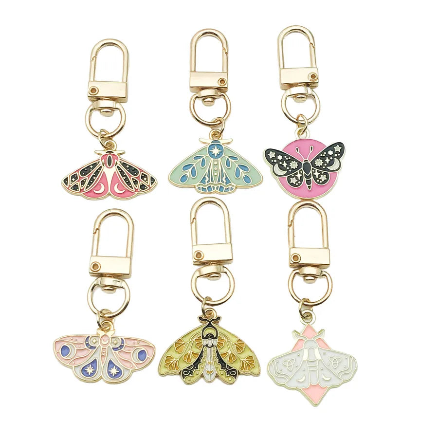 Cute Sweet Heart Shape Butterfly Alloy Enamel Bag Pendant Keychain