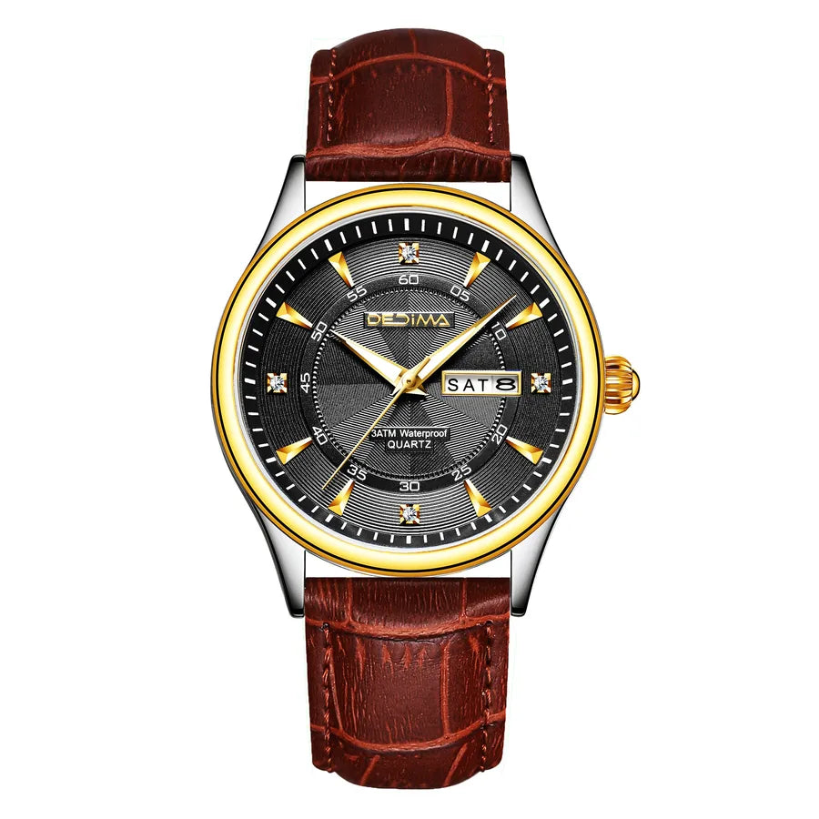 Casual Color Block Solid Color Butterfly Double Snap Quartz Men's Watches