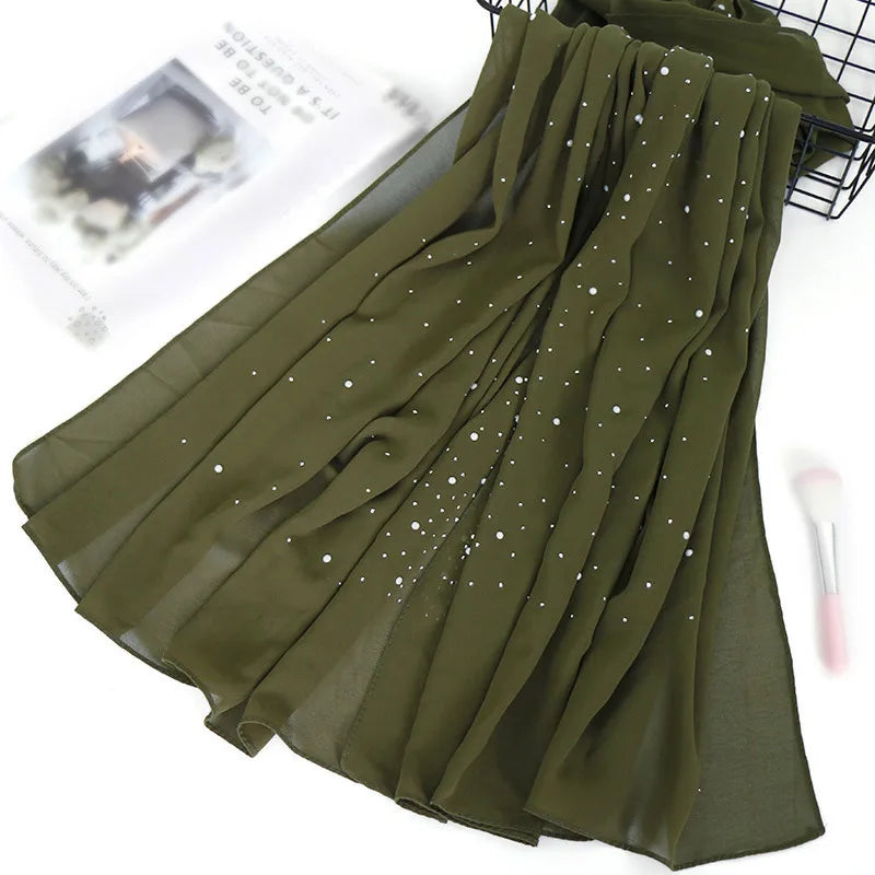 women's retro solid color chiffon silk scarves