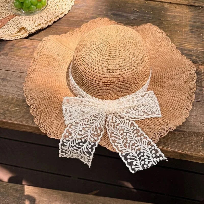Women's Cute Sweet Solid Color Big Eaves Straw Hat