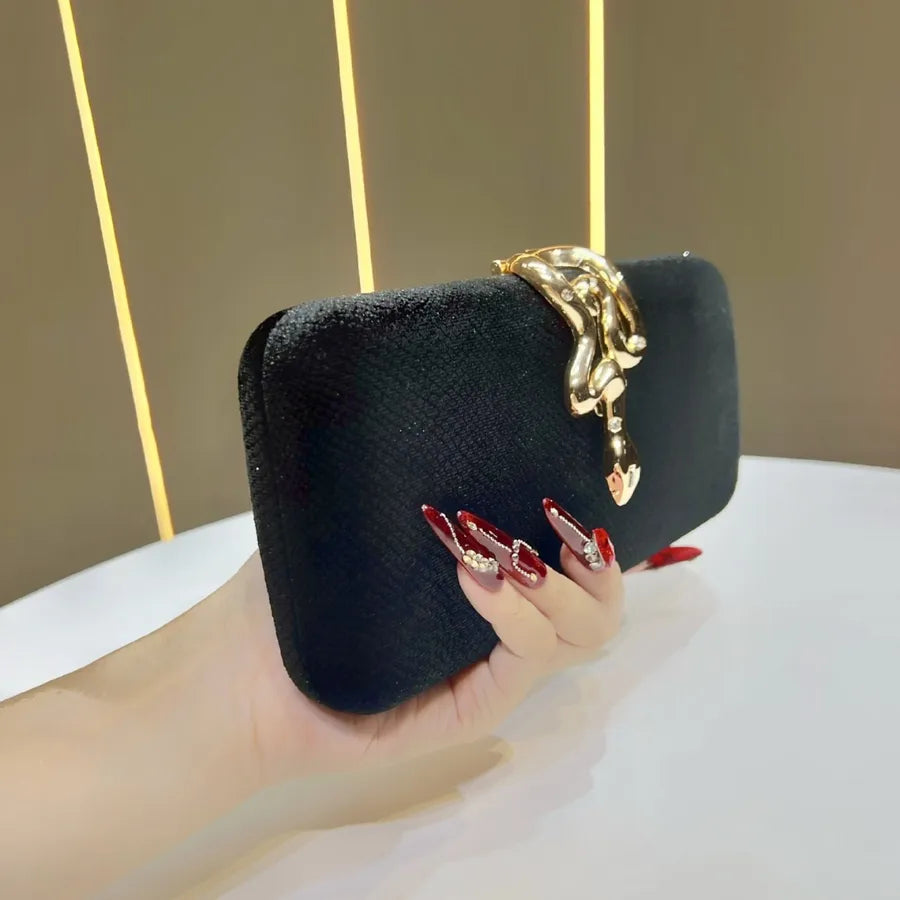 Fashionable Velvet Clutch Bag With Snake Lock For Dinner Party Versatile Crossbody Bag Elegant Evening Handbag Women's Purse