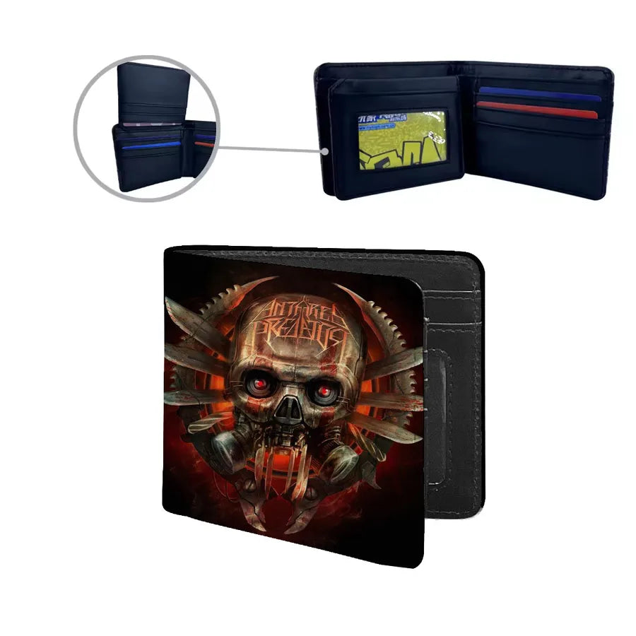 Men's Skull Pu Leather Side Zipper Wallets