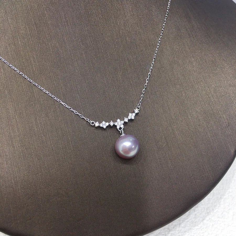 Zhuji high quality 5A grade natural freshwater pearl necklace demon purple Edison fairy chain pearl pendant wholesale