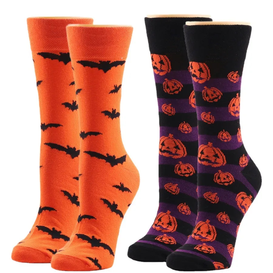 Halloween Casual Unisex Pumpkin Cartoon Bat Nylon Cotton Jacquard Crew Socks