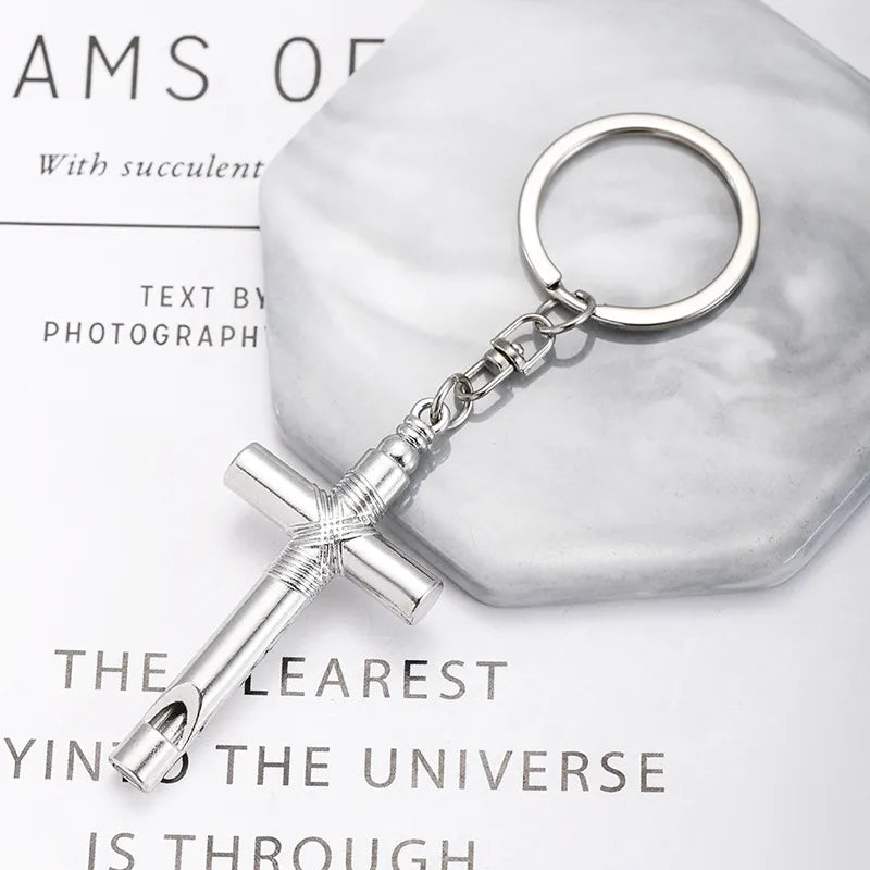 Modern Style Cross Whistle Zinc alloy Unisex Keychain